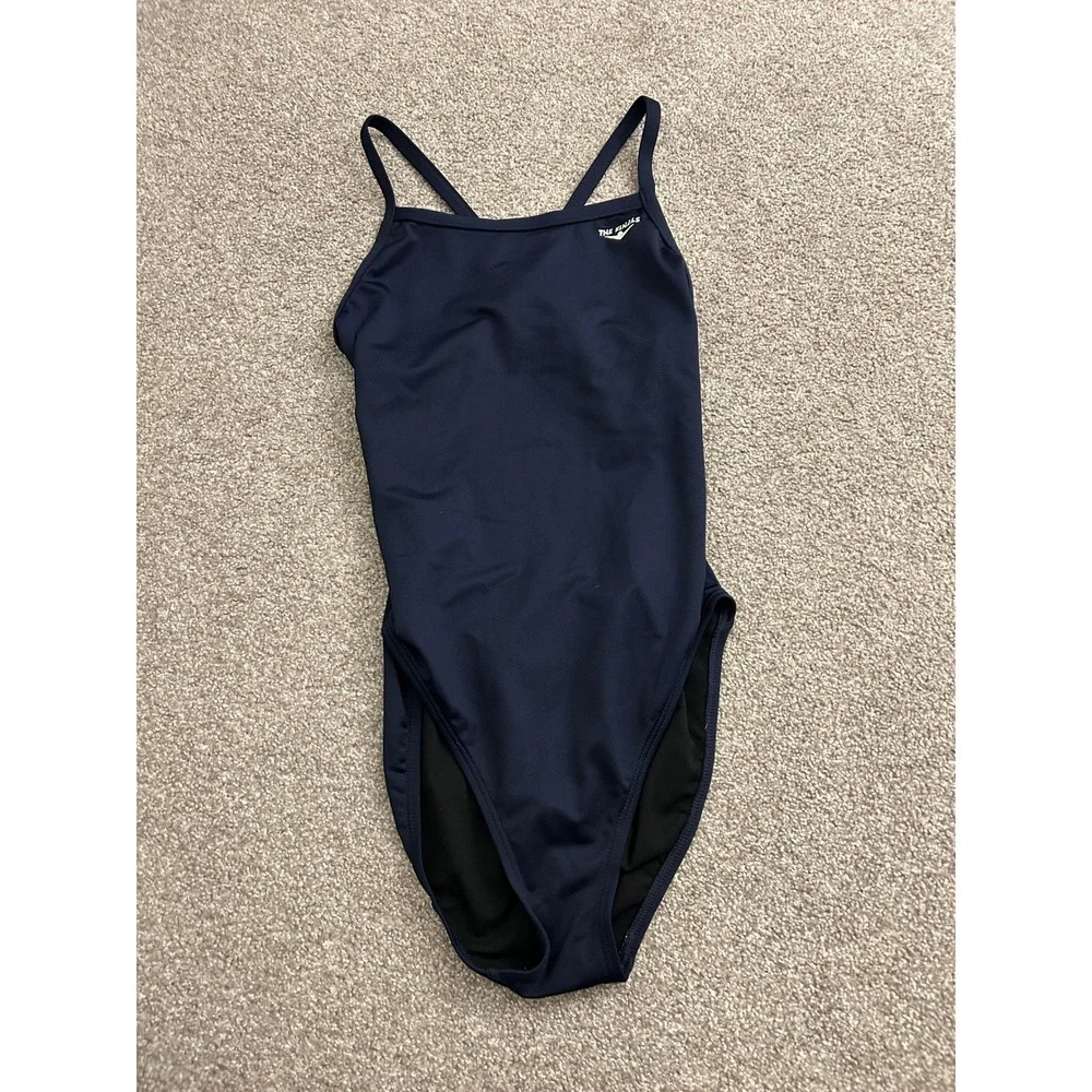 The Finals One Piece Swimsuit Womens 38L Navy Blue Excellent Racerback Athletic